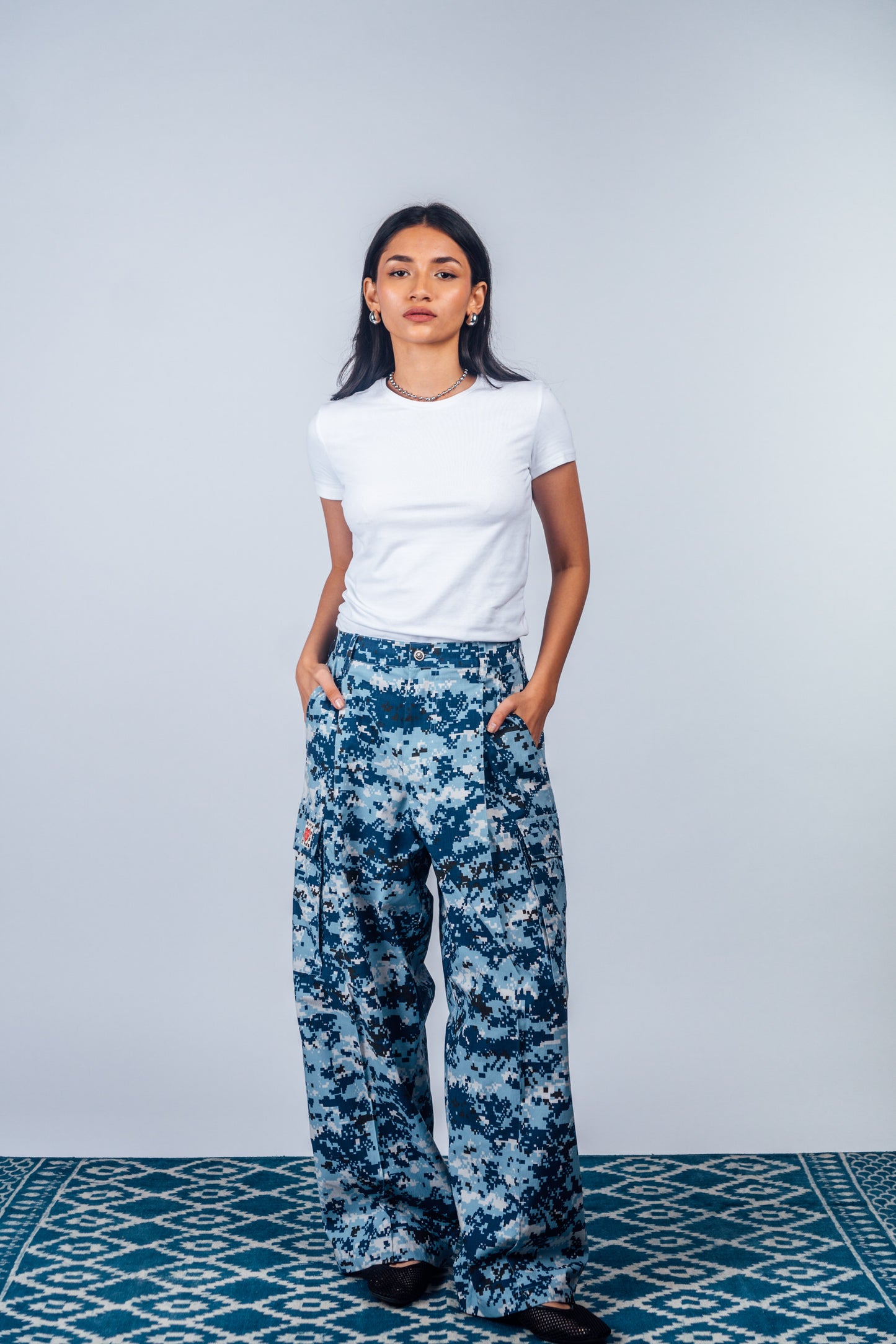 Vintage Cargo Pants 'Digital Camo Navy’