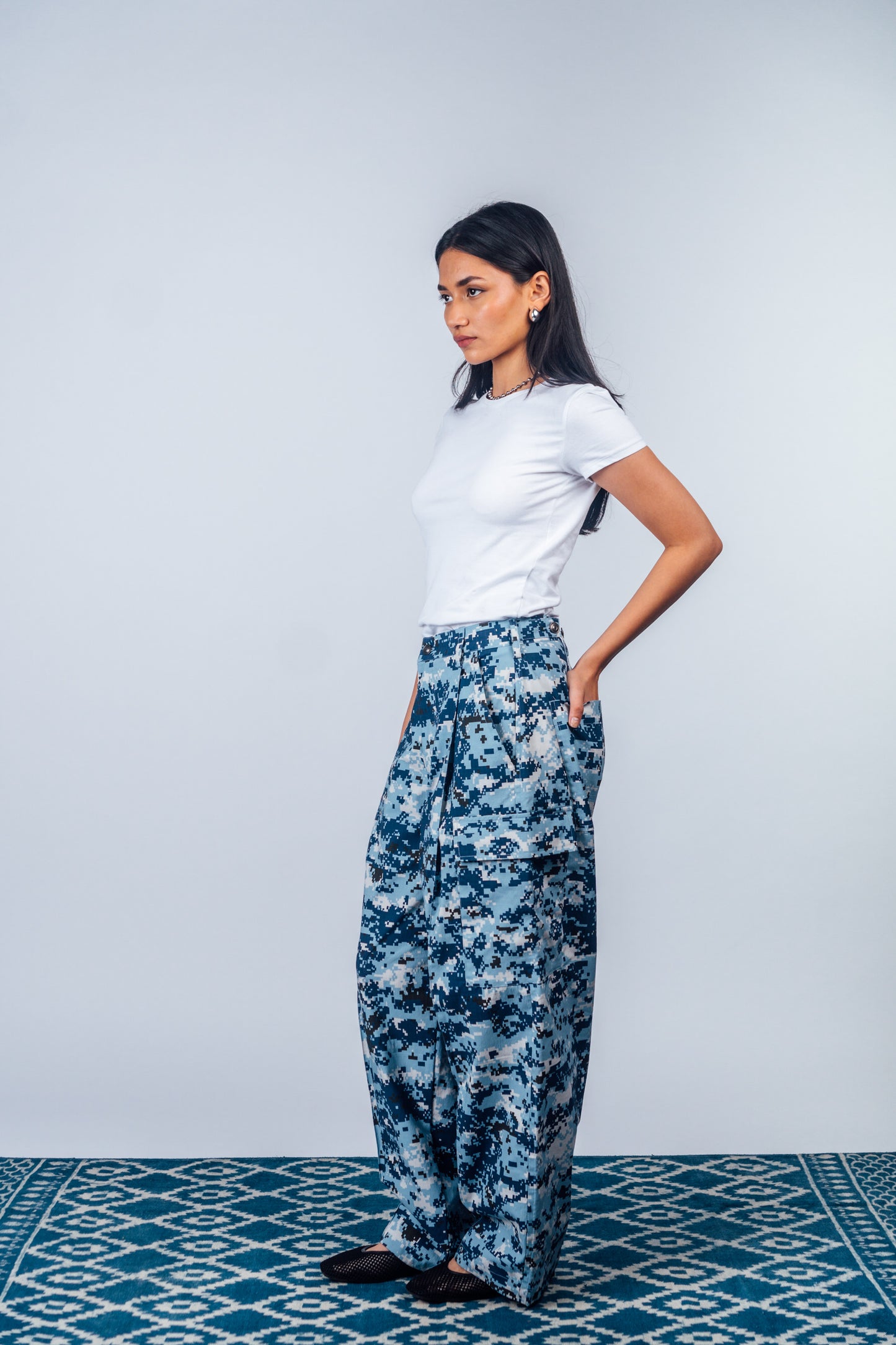 Vintage Cargo Pants 'Digital Camo Navy’