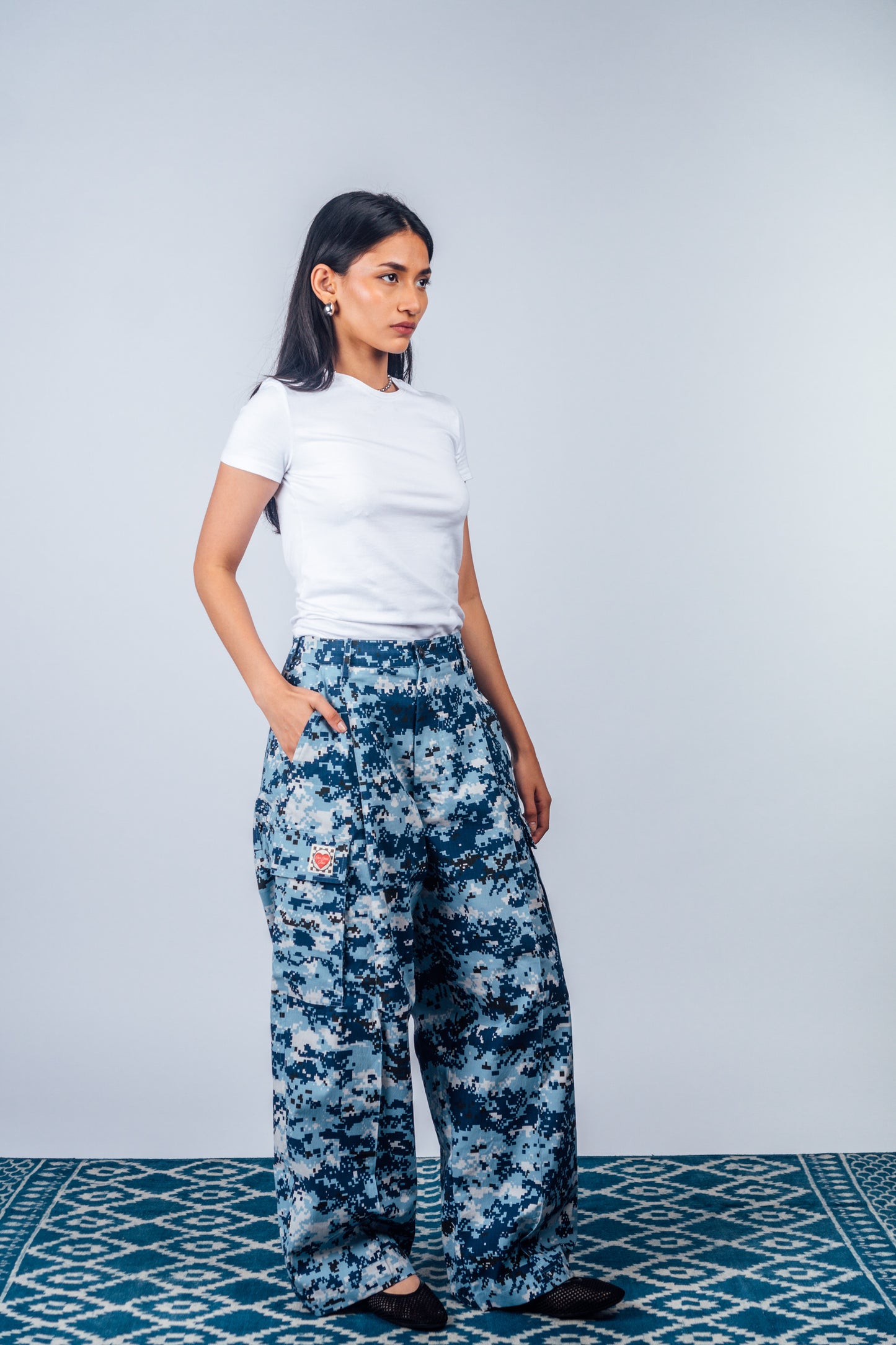 Vintage Cargo Pants 'Digital Camo Navy’