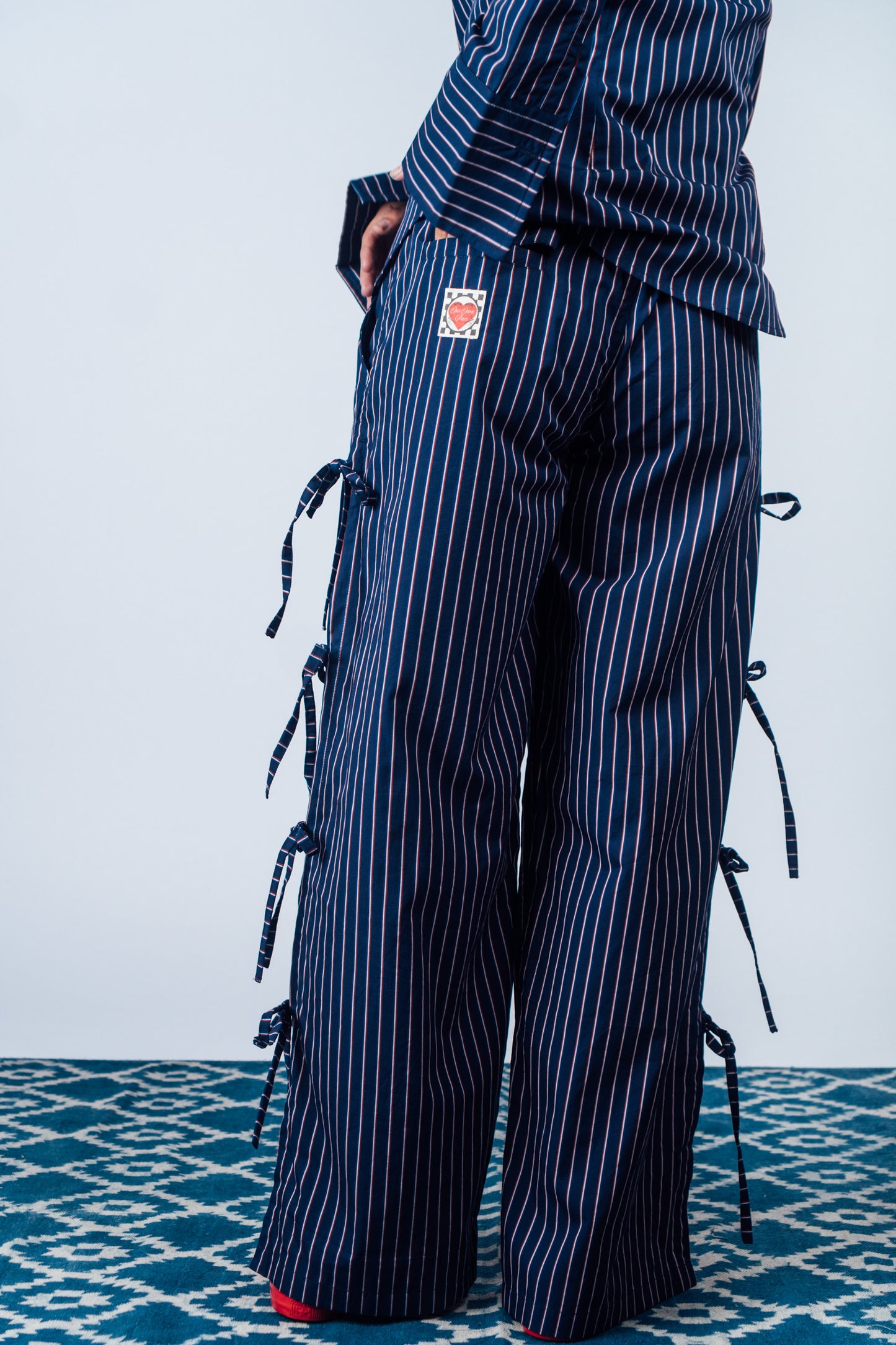 Side-Tie Pants 'Navy Stripes'