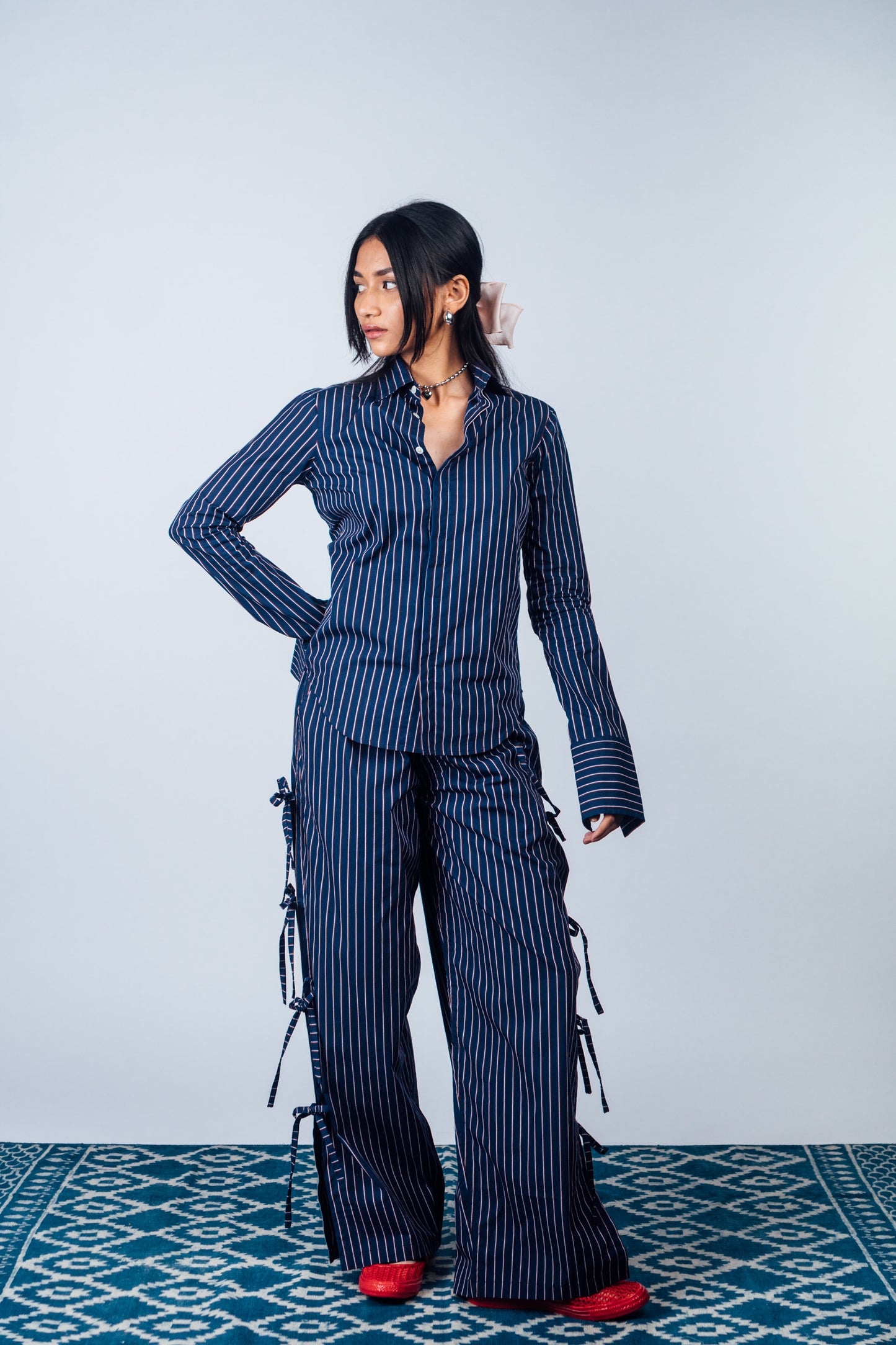 Fitted Shirt 'Navy Stripes'