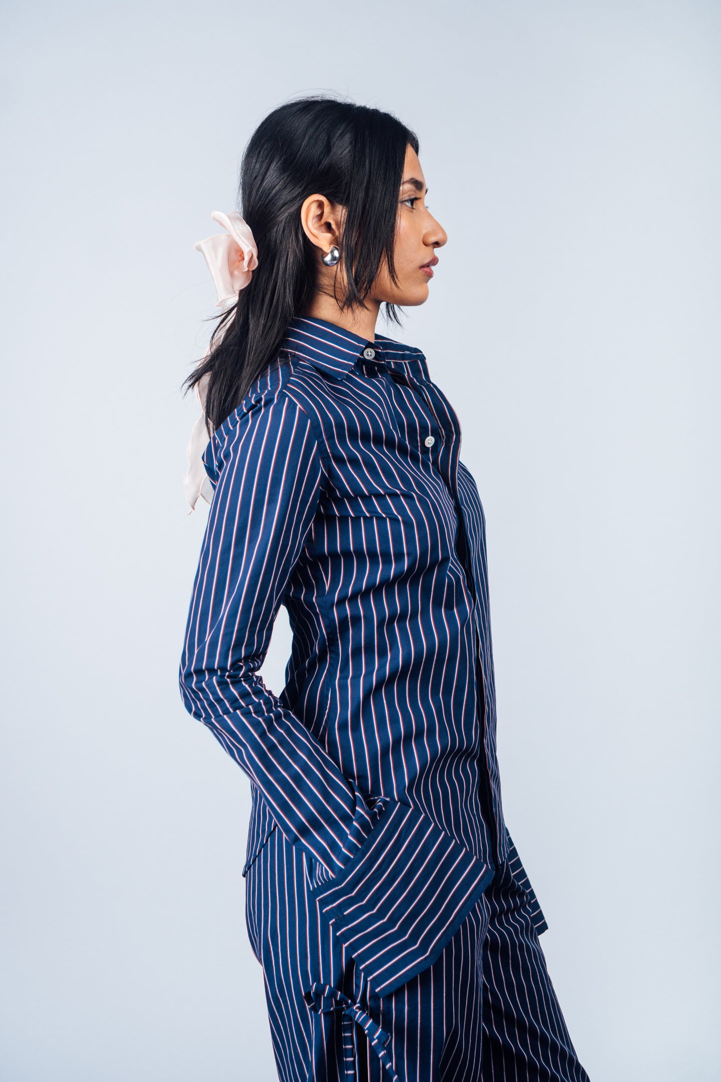 Fitted Shirt 'Navy Stripes'