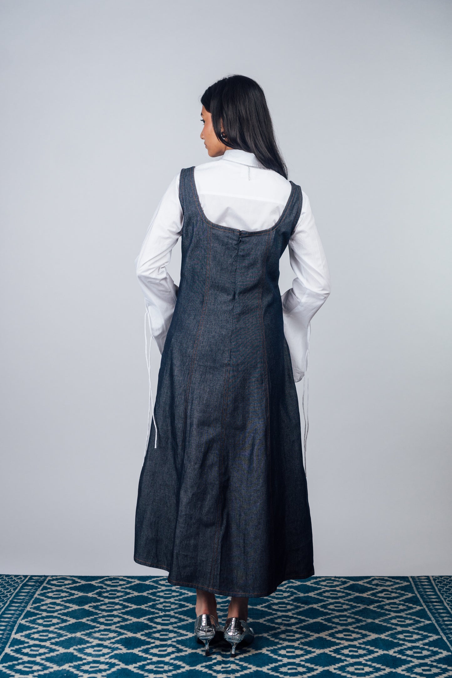 Fitted Midi Dress 'Denim'