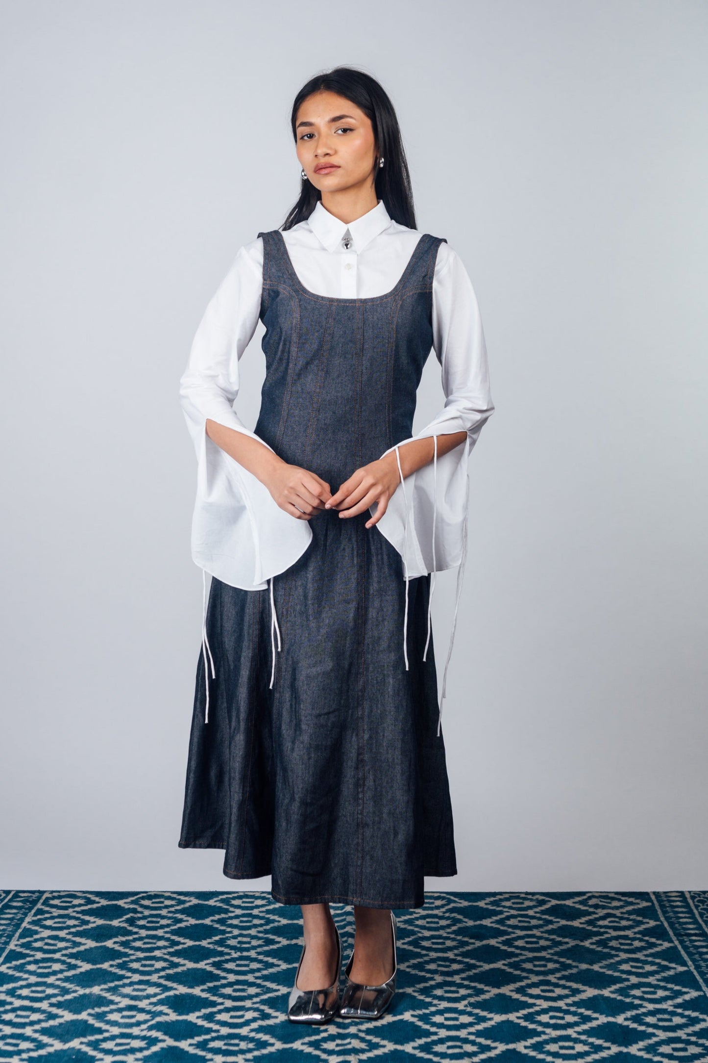 Fitted Midi Dress 'Denim'