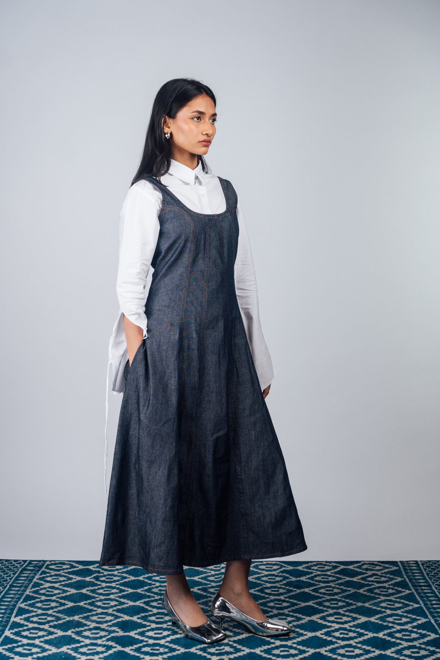 Fitted Midi Dress 'Denim'