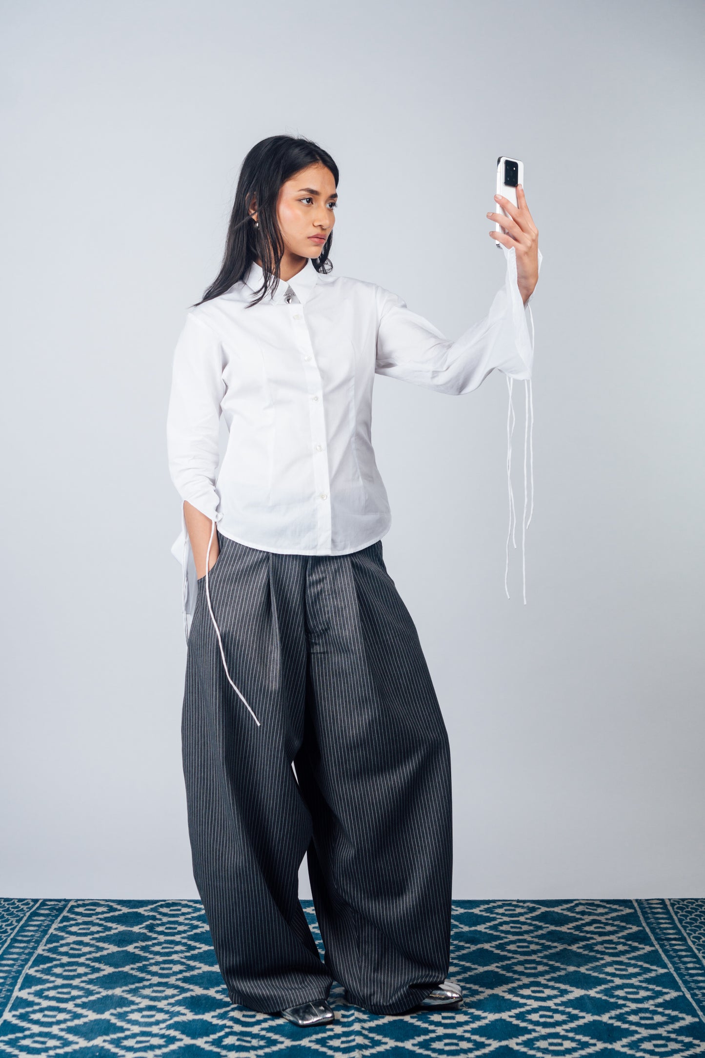 Really Wide Pants 'Grey Stripes'