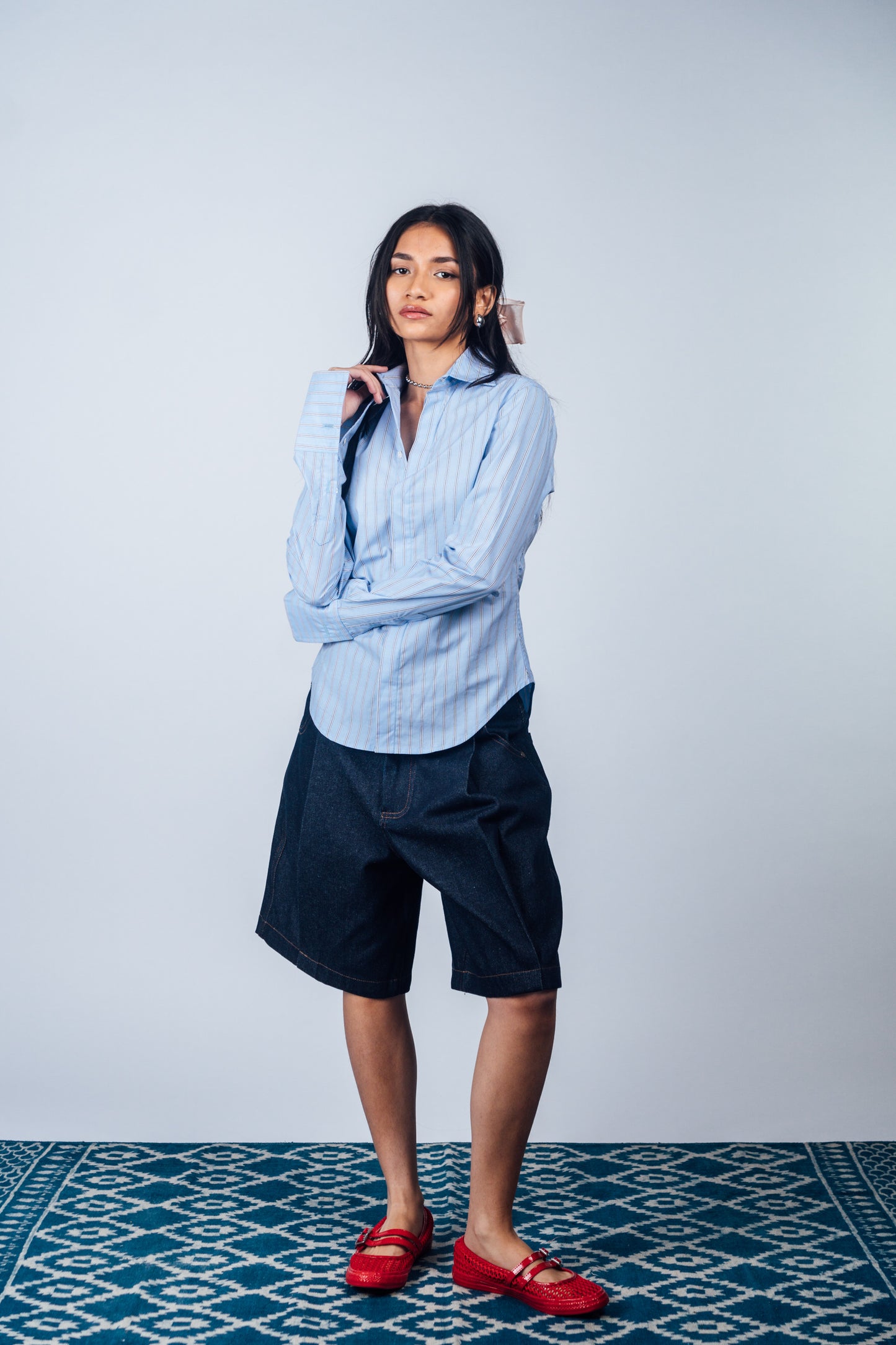 Fitted Shirt 'Light Blue Stripes'