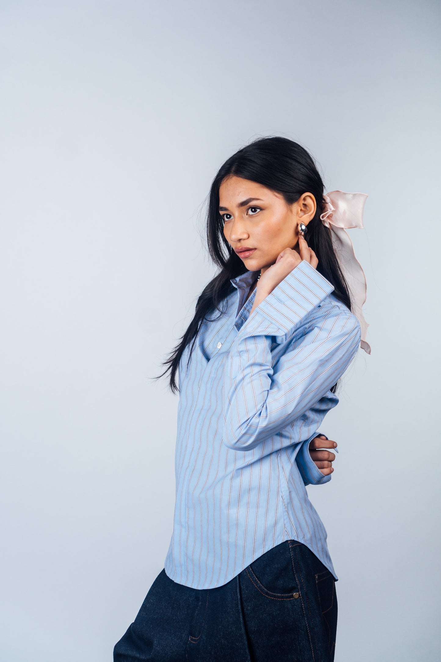 Fitted Shirt 'Light Blue Stripes'