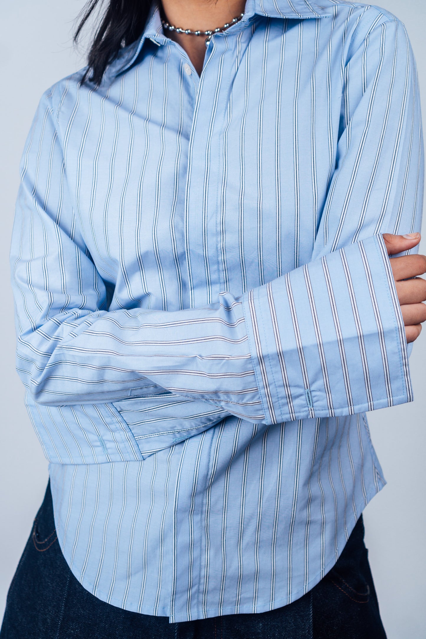Fitted Shirt 'Light Blue Stripes'