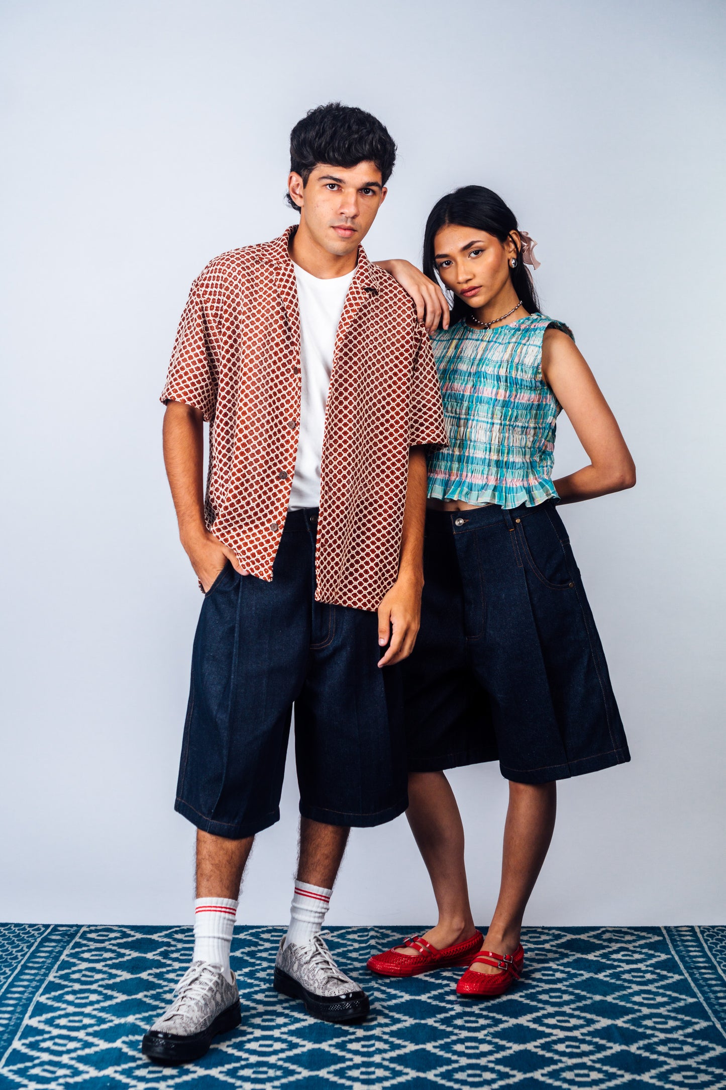 Pleated Bermuda Jorts 'Raw Indigo'