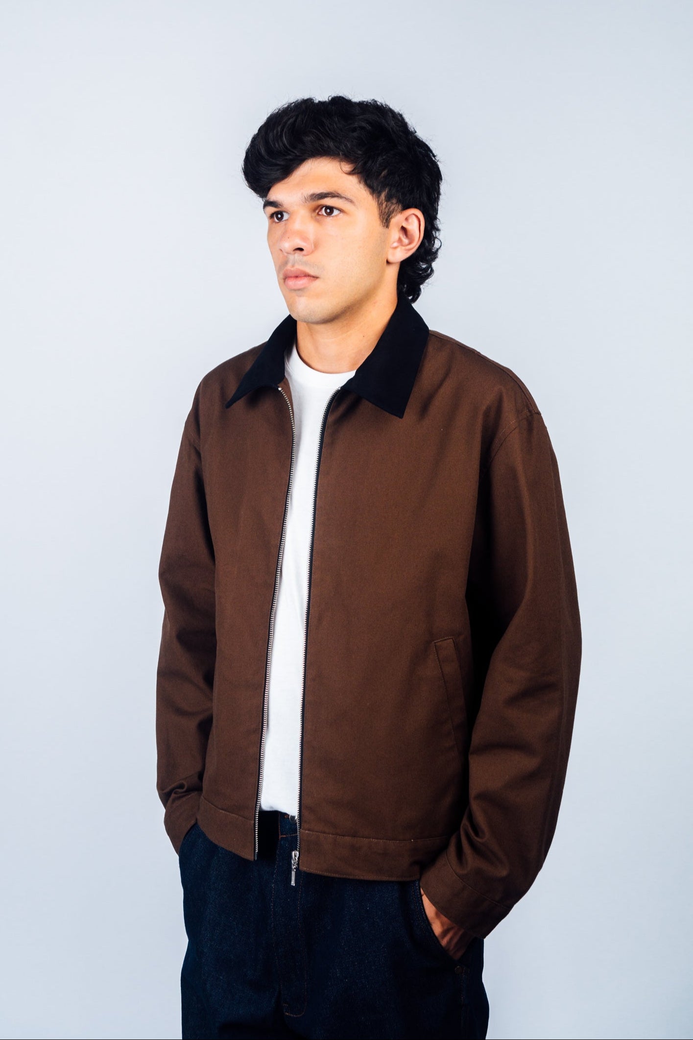 Zip Up Work Jacket 'Brown Canvas'