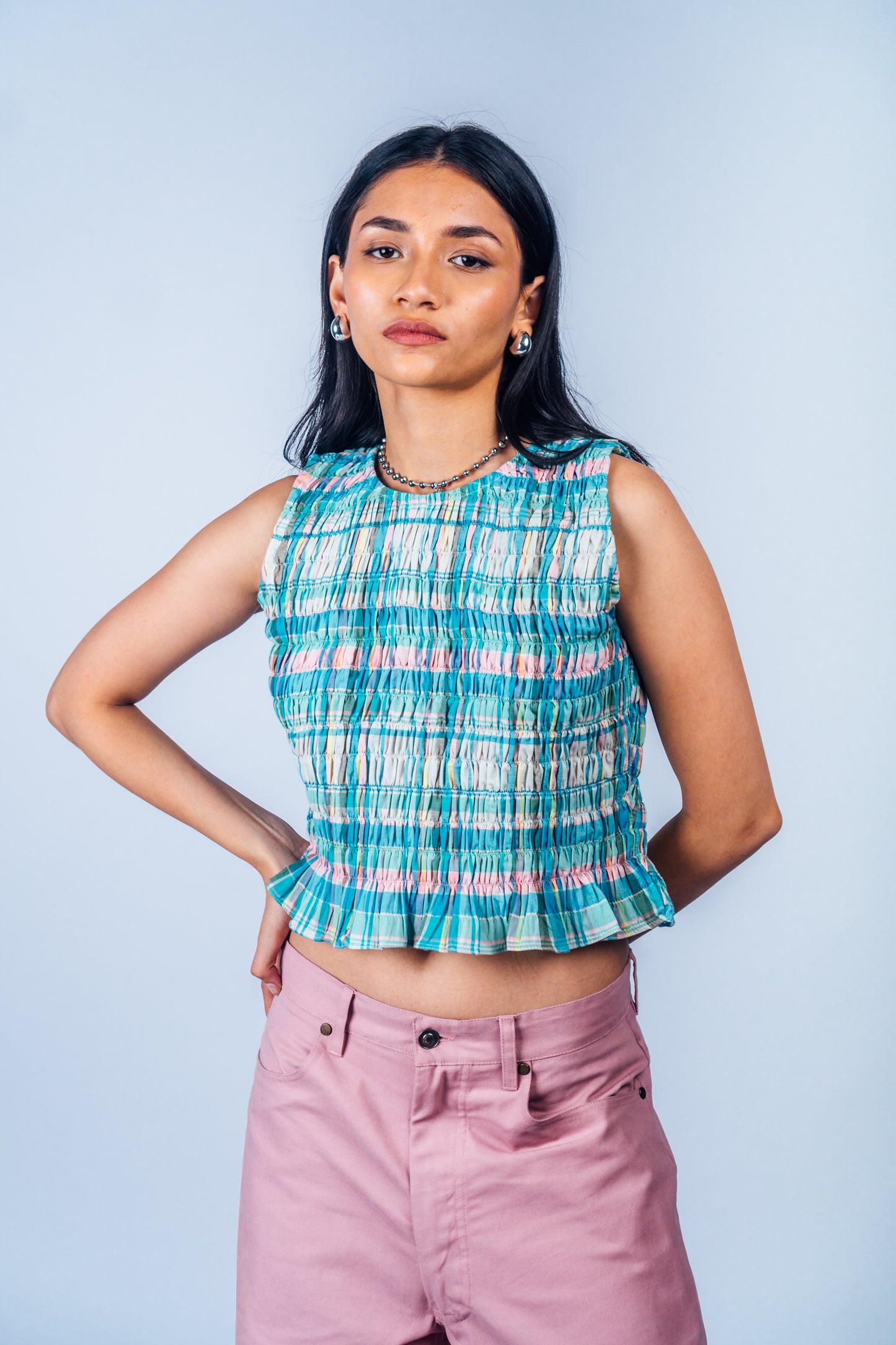 Ruched Top 'Madras Magic 06'