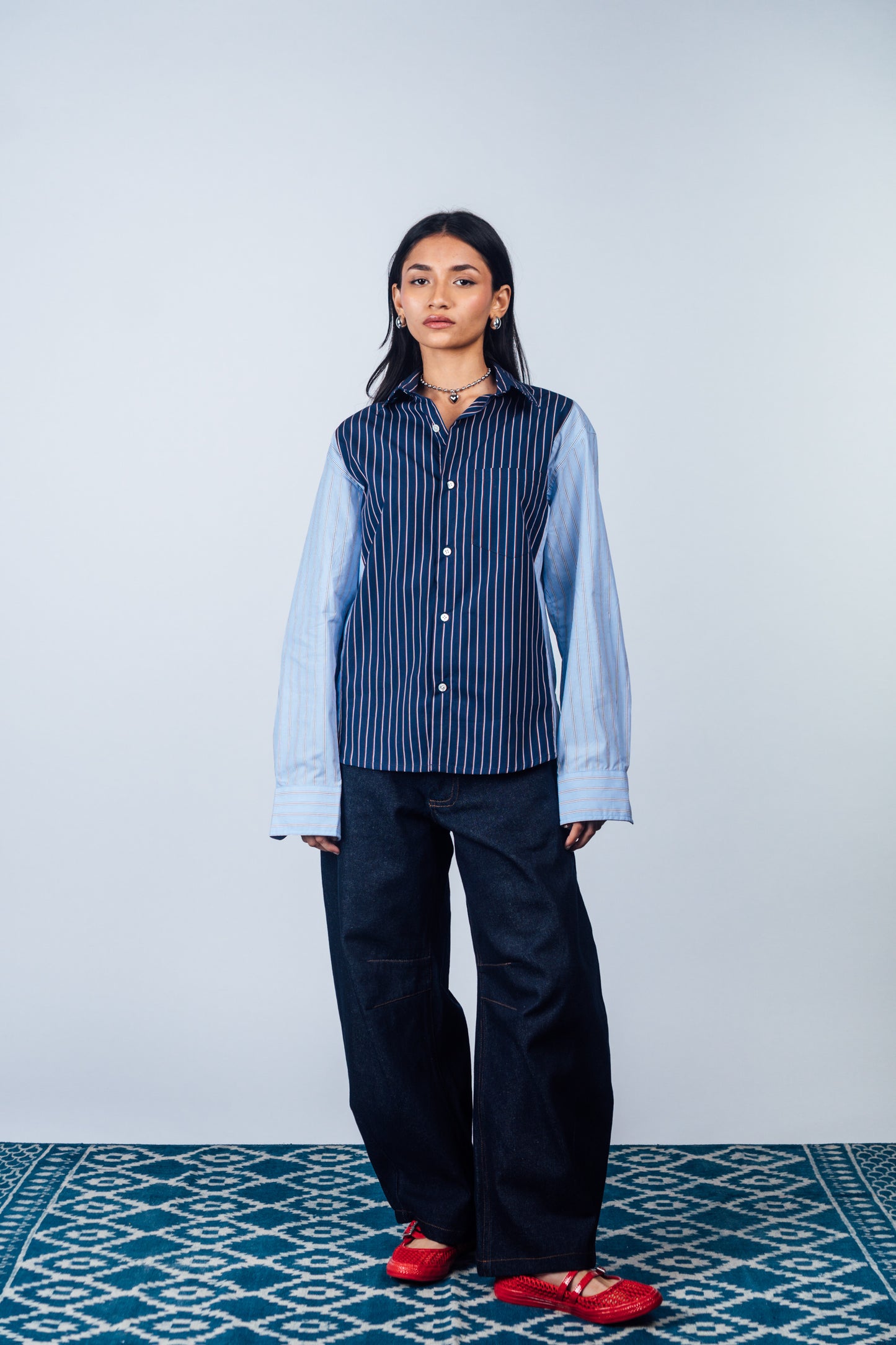 Sunday Morning Shirt 'Blue Stripe Split'