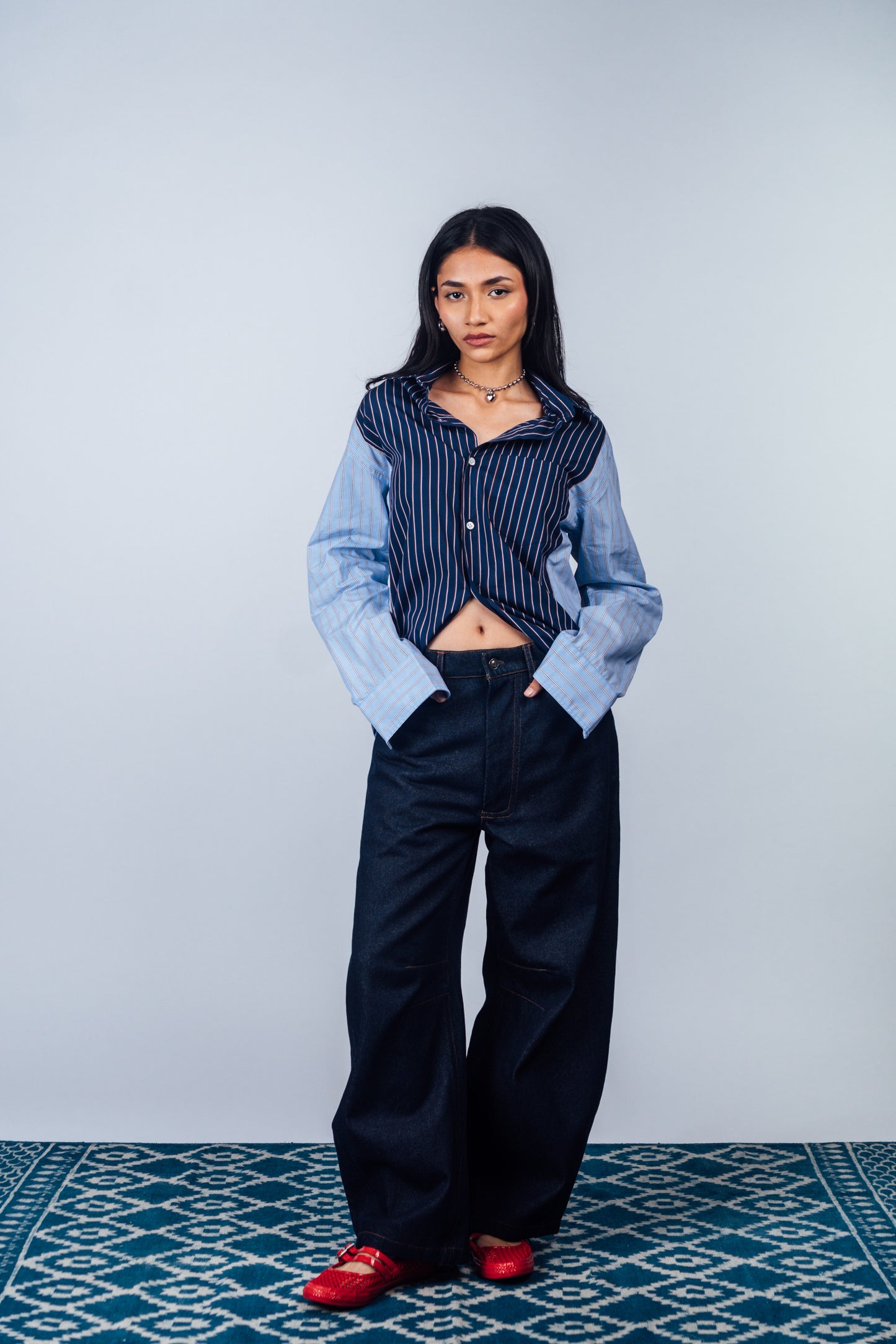 Sunday Morning Shirt 'Blue Stripe Split'