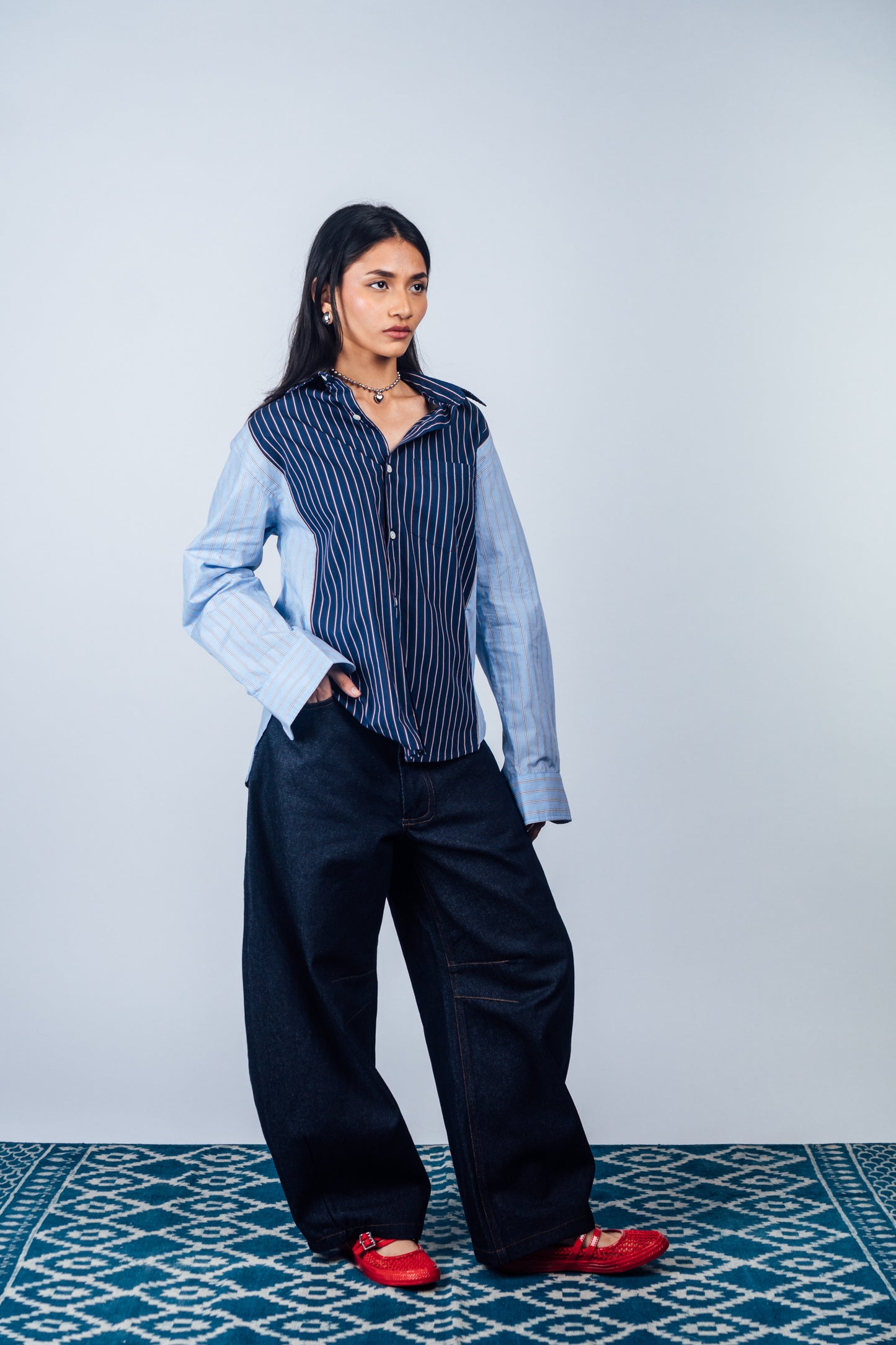 Sunday Morning Shirt 'Blue Stripe Split'