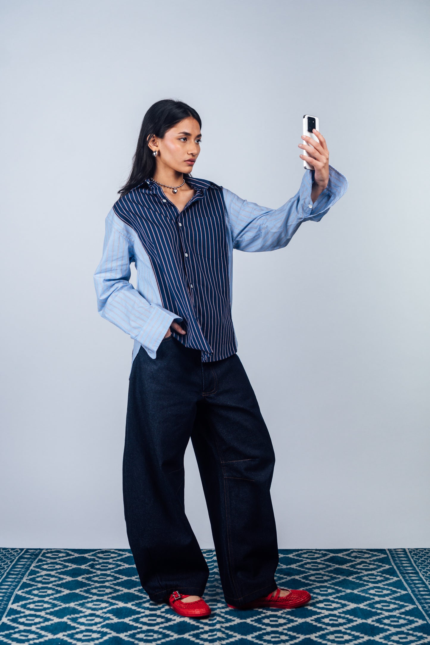 Sunday Morning Shirt 'Blue Stripe Split'