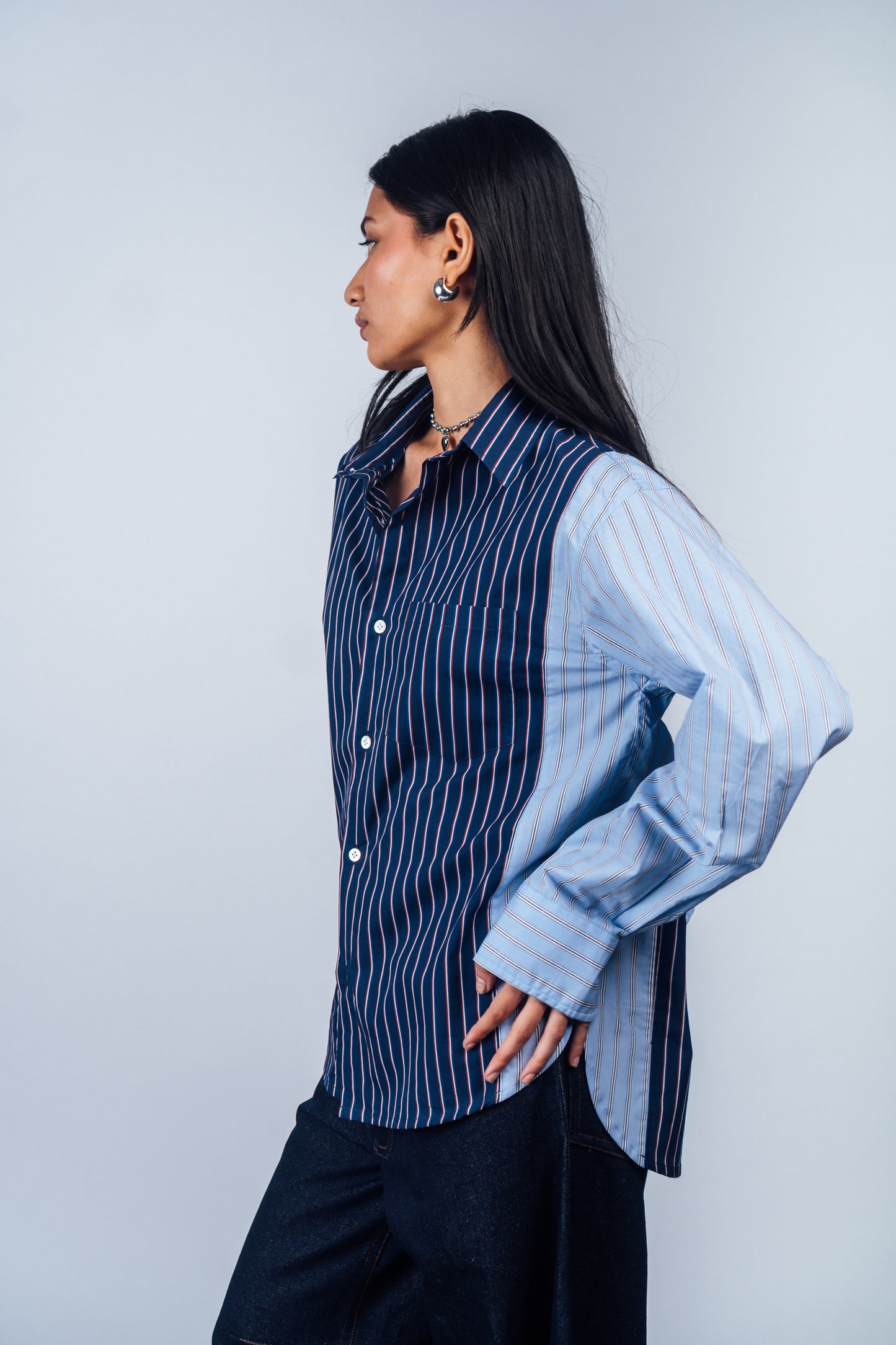 Sunday Morning Shirt 'Blue Stripe Split'