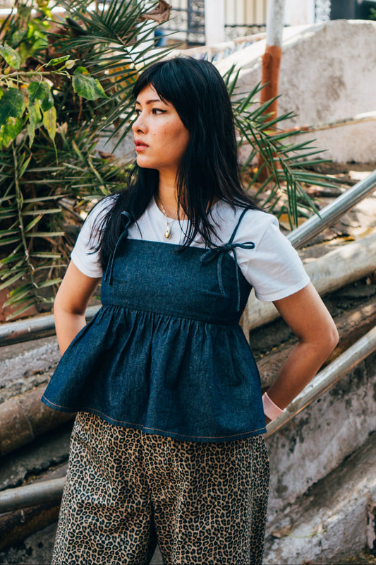 Babydoll Peplum Top 'Denim'