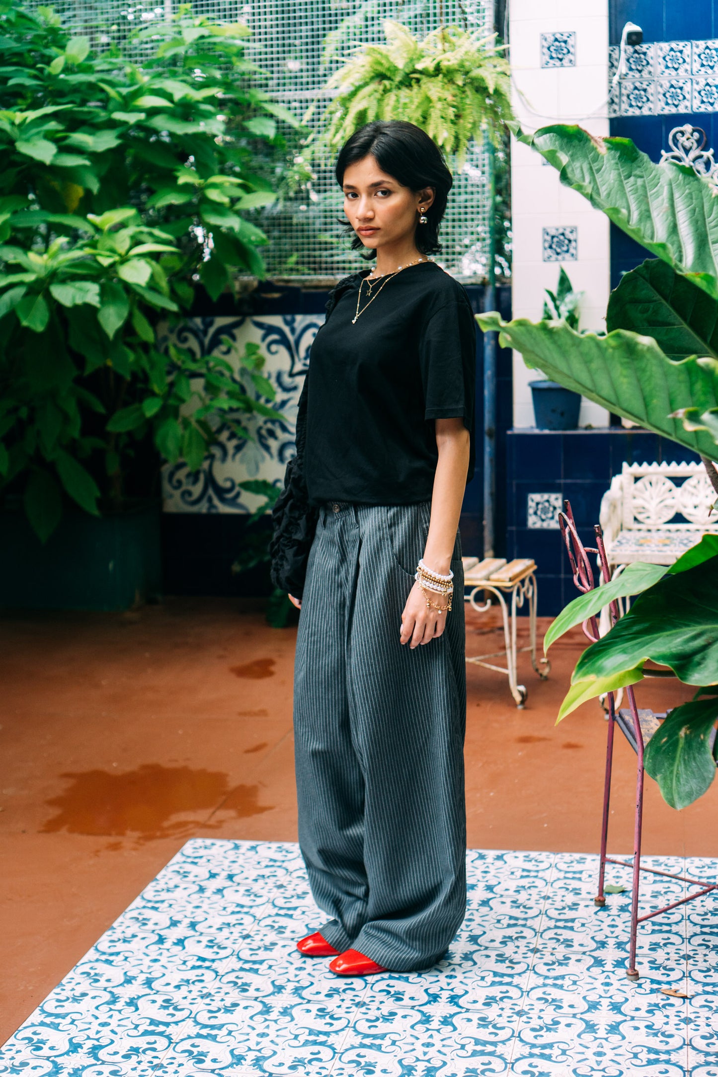 Really Wide Pants 'Grey Stripes'