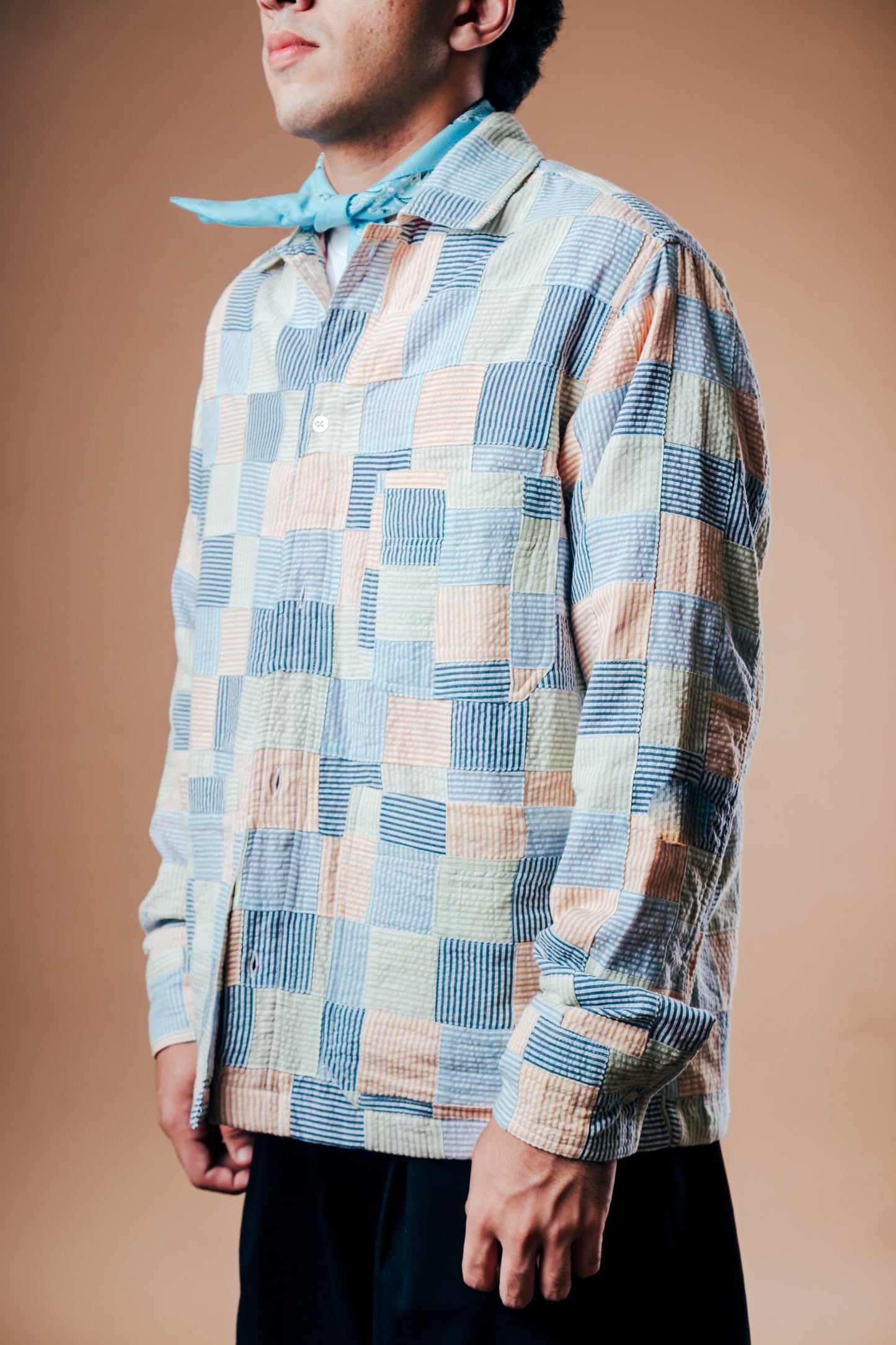 Abhinandan Chore Coat 'Multi Patchwork Seersucker'