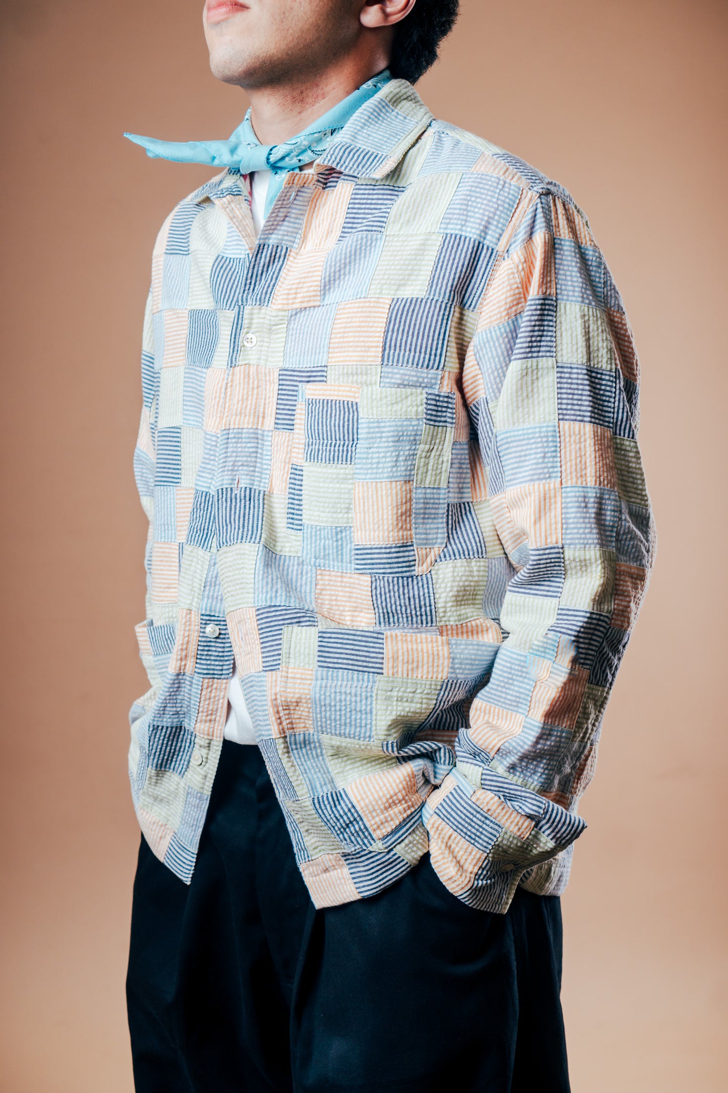 Abhinandan Chore Coat 'Multi Patchwork Seersucker'