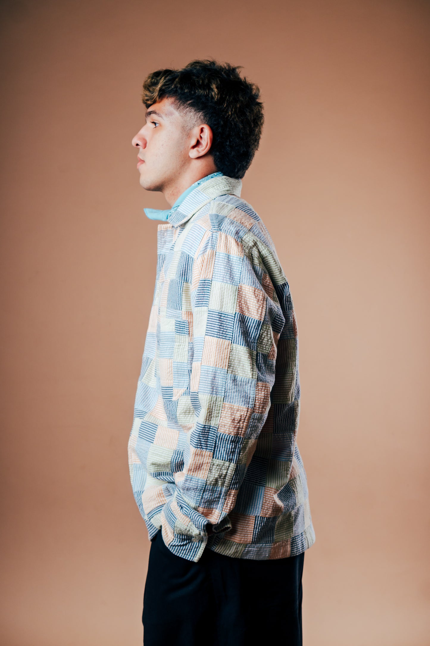 Abhinandan Chore Coat 'Multi Patchwork Seersucker'
