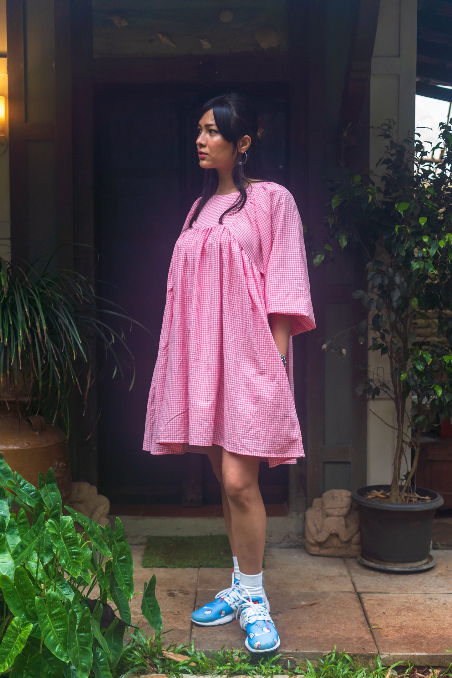 Dahlia Dress 'Pink Gingham Khadi'