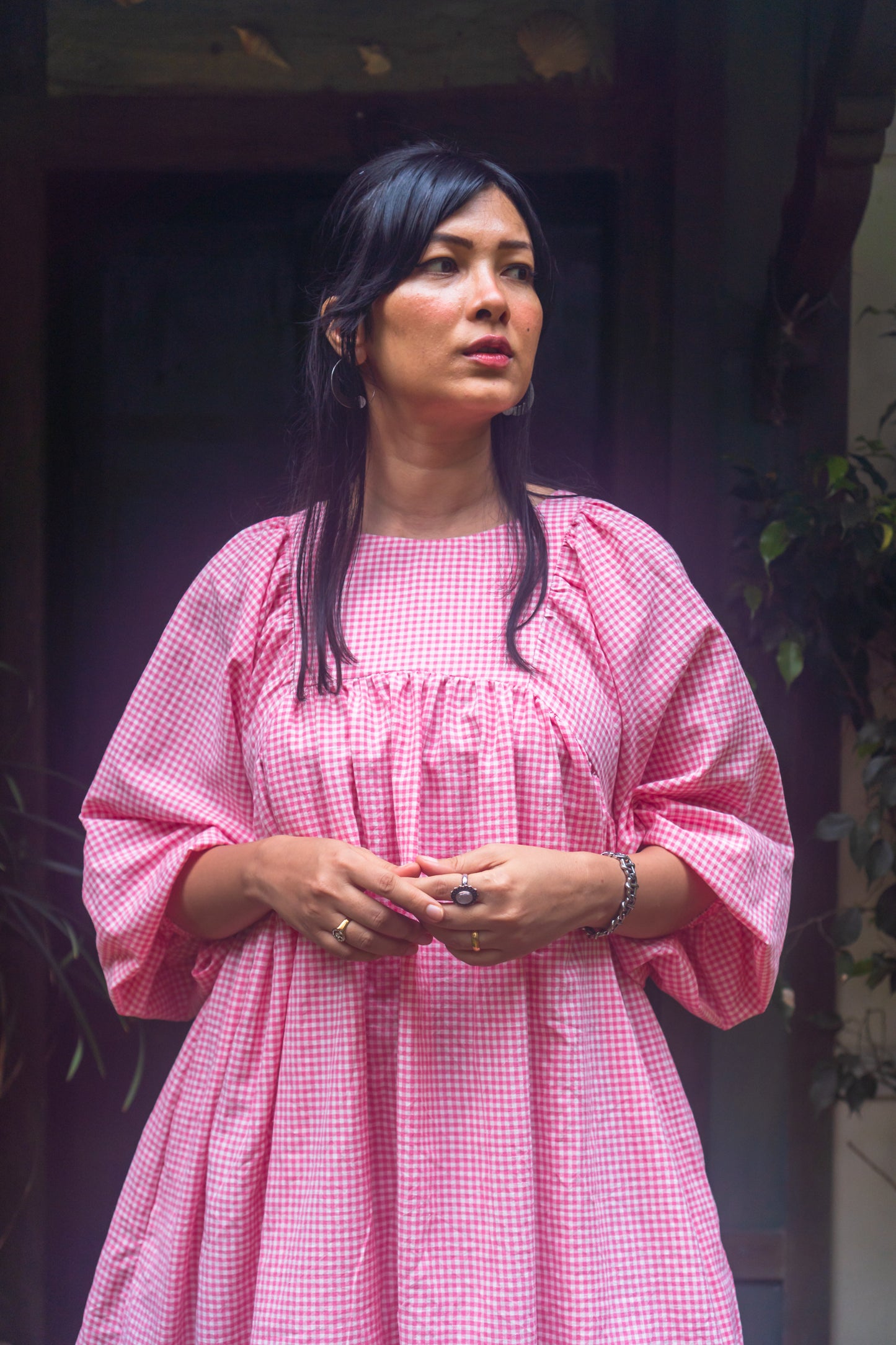 Dahlia Dress 'Pink Gingham Khadi'