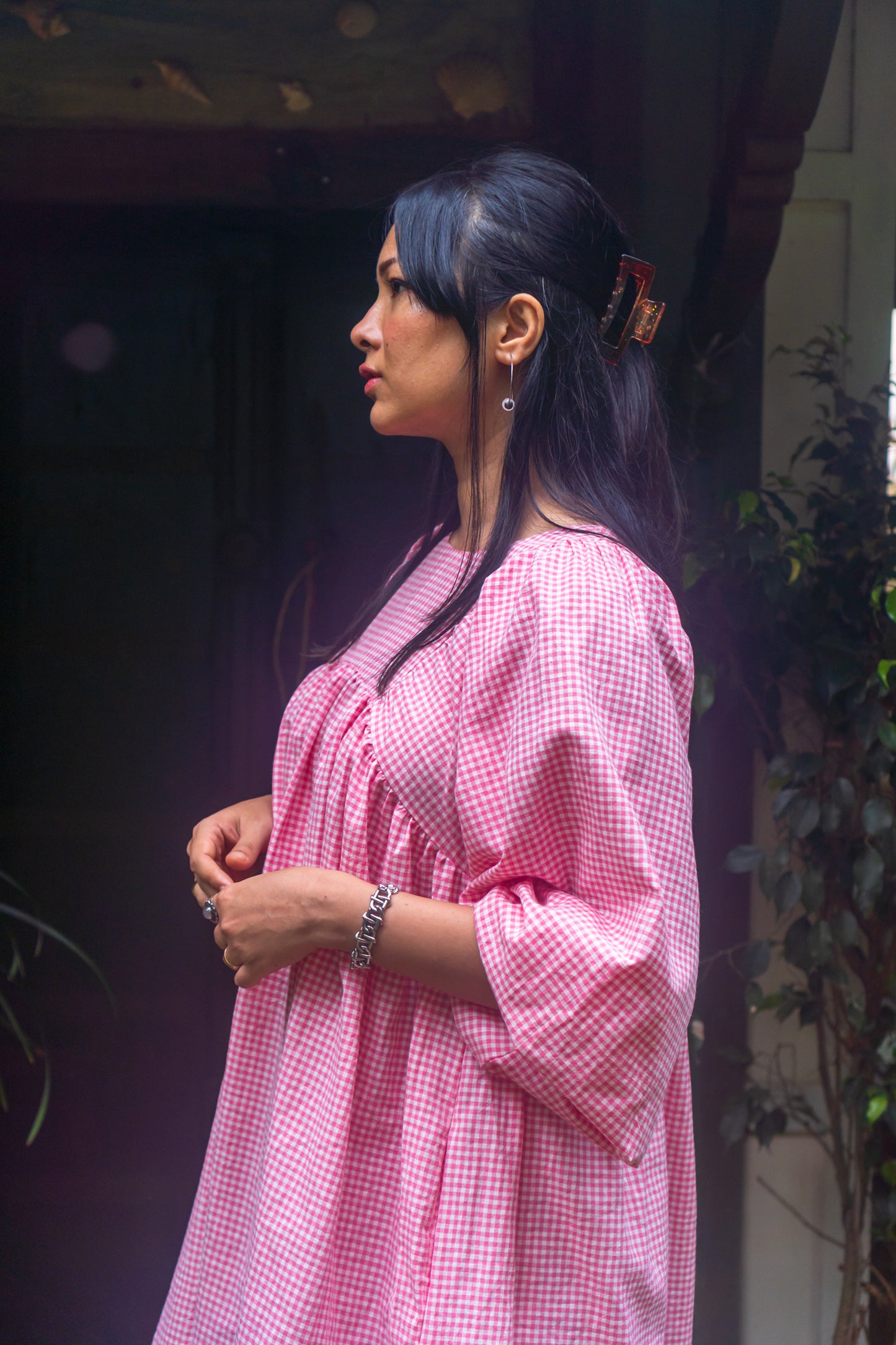 Dahlia Dress 'Pink Gingham Khadi'