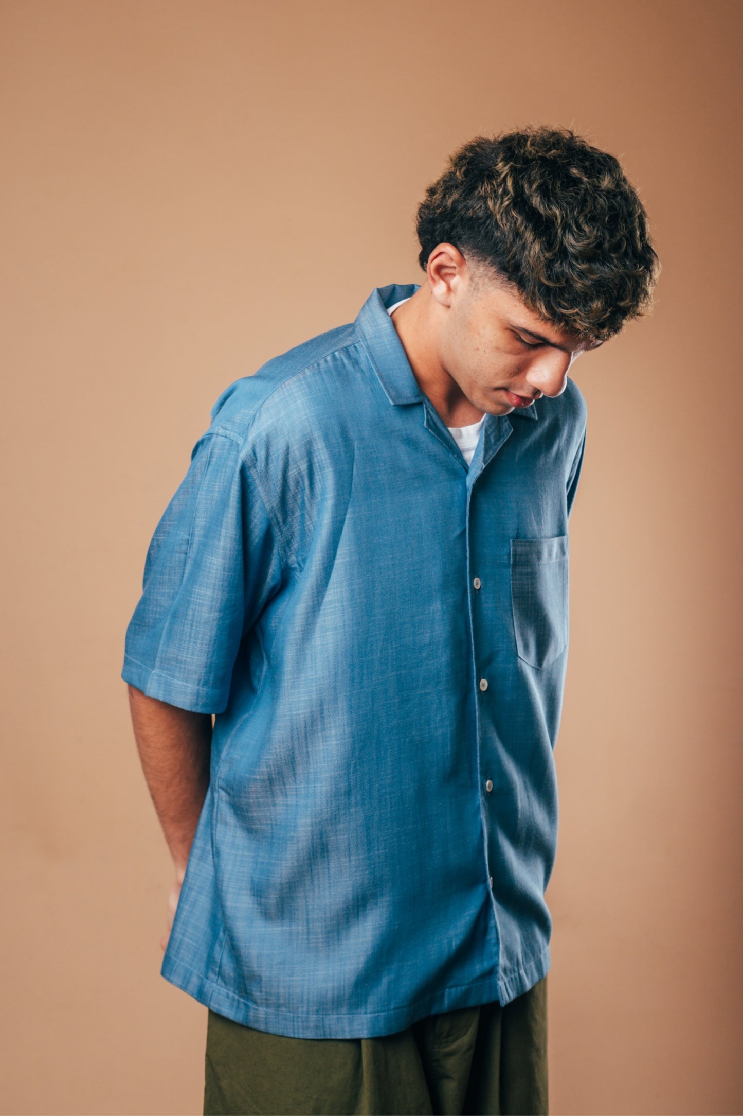 S/S Camp Shirt 'Speckle Blue Tencel'
