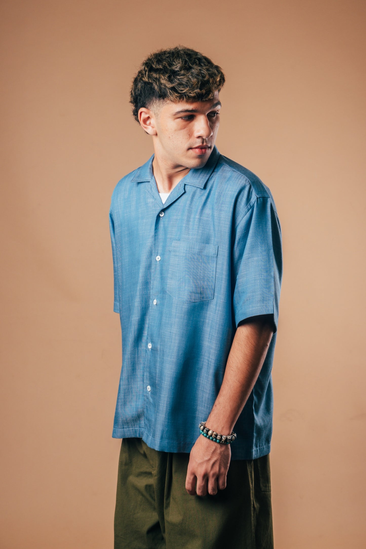 S/S Camp Shirt 'Speckle Blue Tencel'
