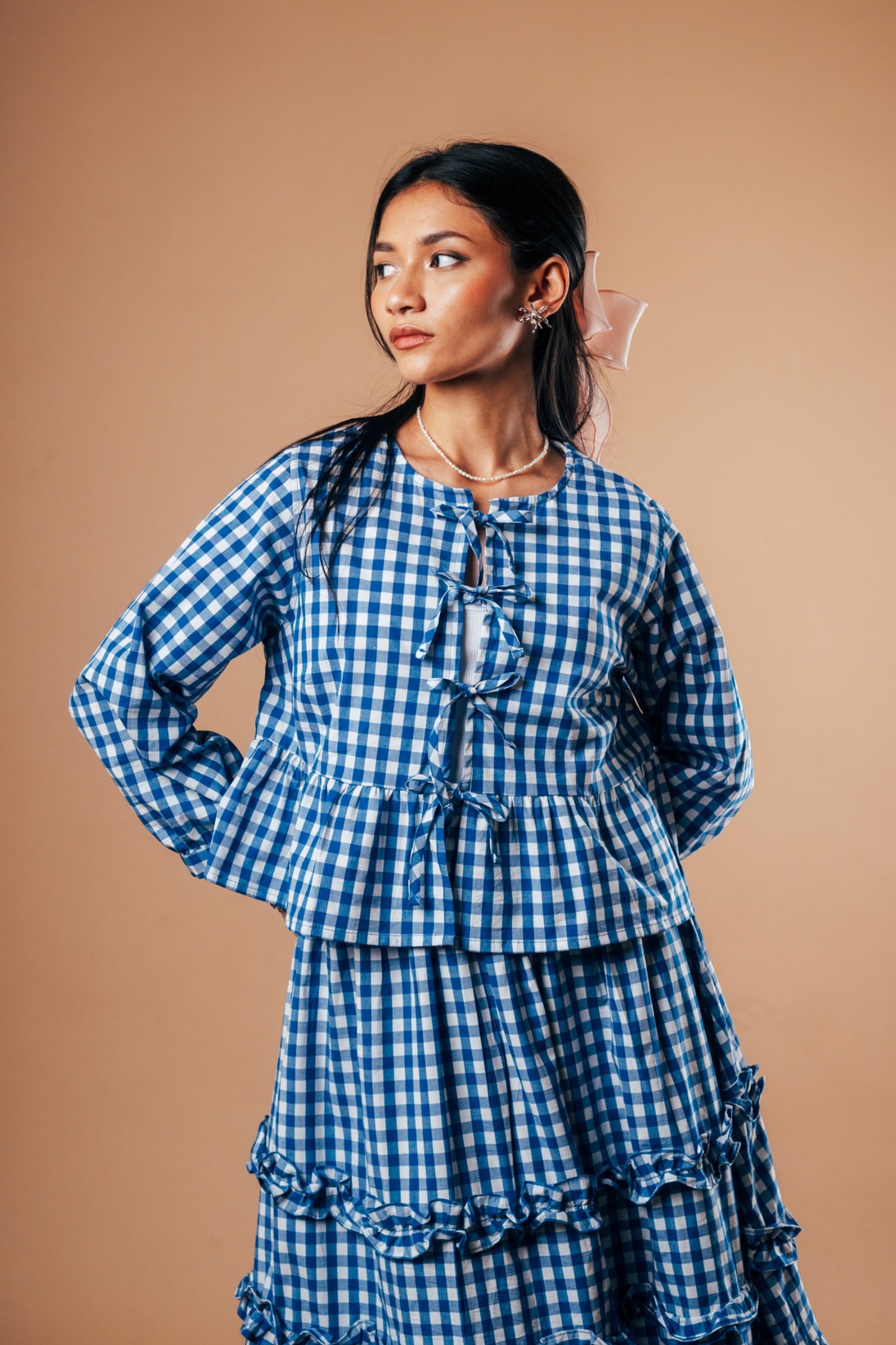 Front Tie Peplum Top 'Royal Blue'