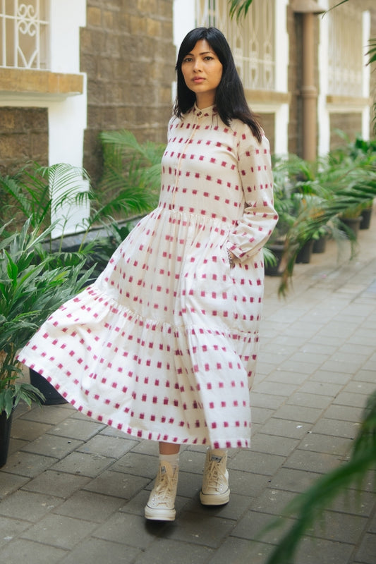 Tiered Summer Dress 'Raspberry Ikat'
