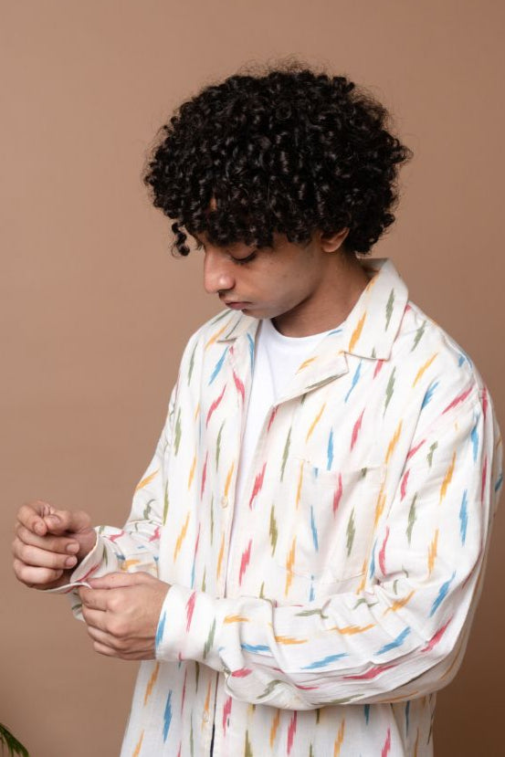 L/S Camp Shirt 'Multi Lightning Ikat'