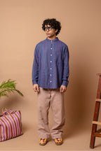 Band Collar Shirt 'Coral Coast Khadi'