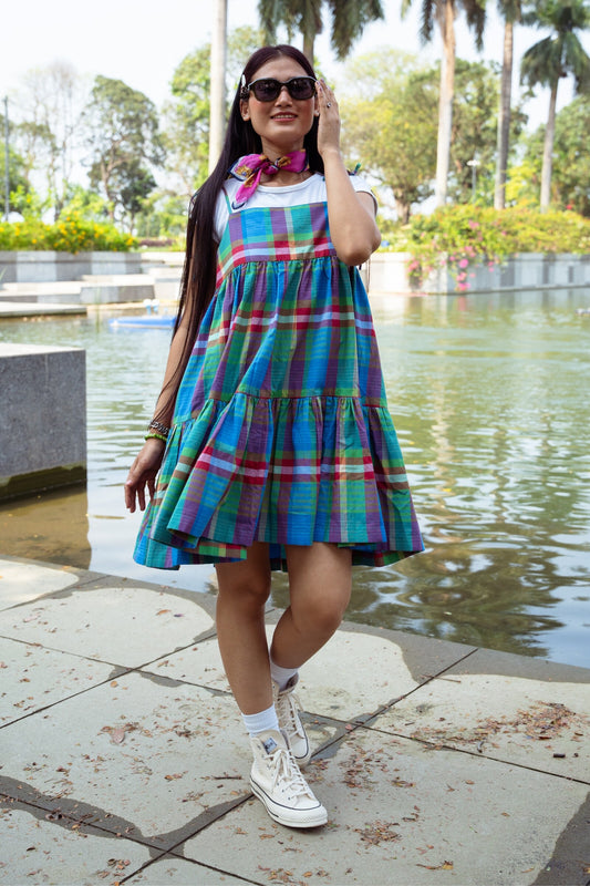 Tiered Short Dress 'Madras Magic 03'
