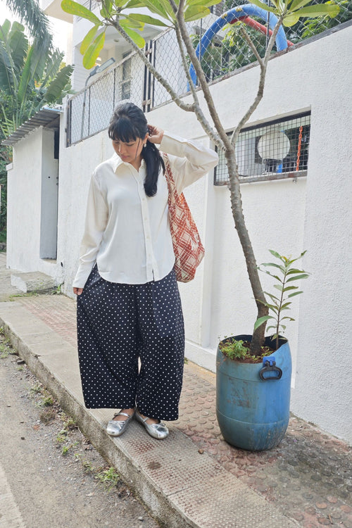 Really Wide Pants Cropped 'Black Polka'