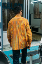 Band Collar Shirt 'Tequila Sunrise Handloom'