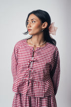 Front Tie Peplum Top 'Red'