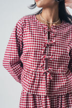 Front Tie Peplum Top 'Red'