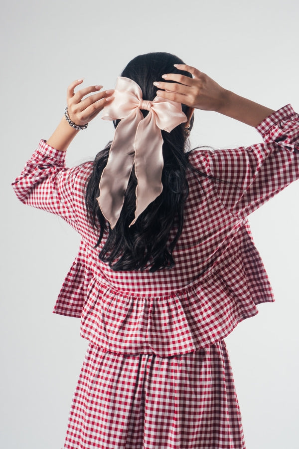 Front Tie Peplum Top 'Red'