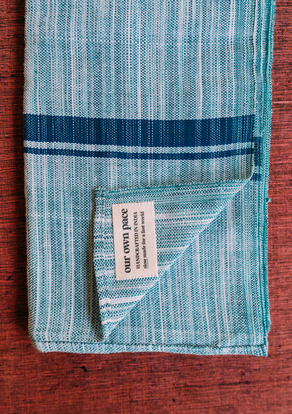 Handloom Handtowel (Green/Blue)