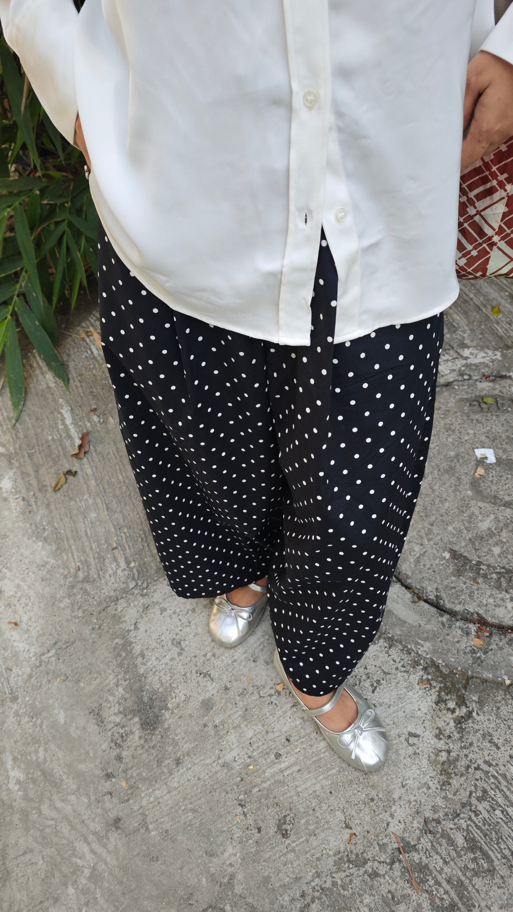 Really Wide Pants Cropped 'Black Polka'
