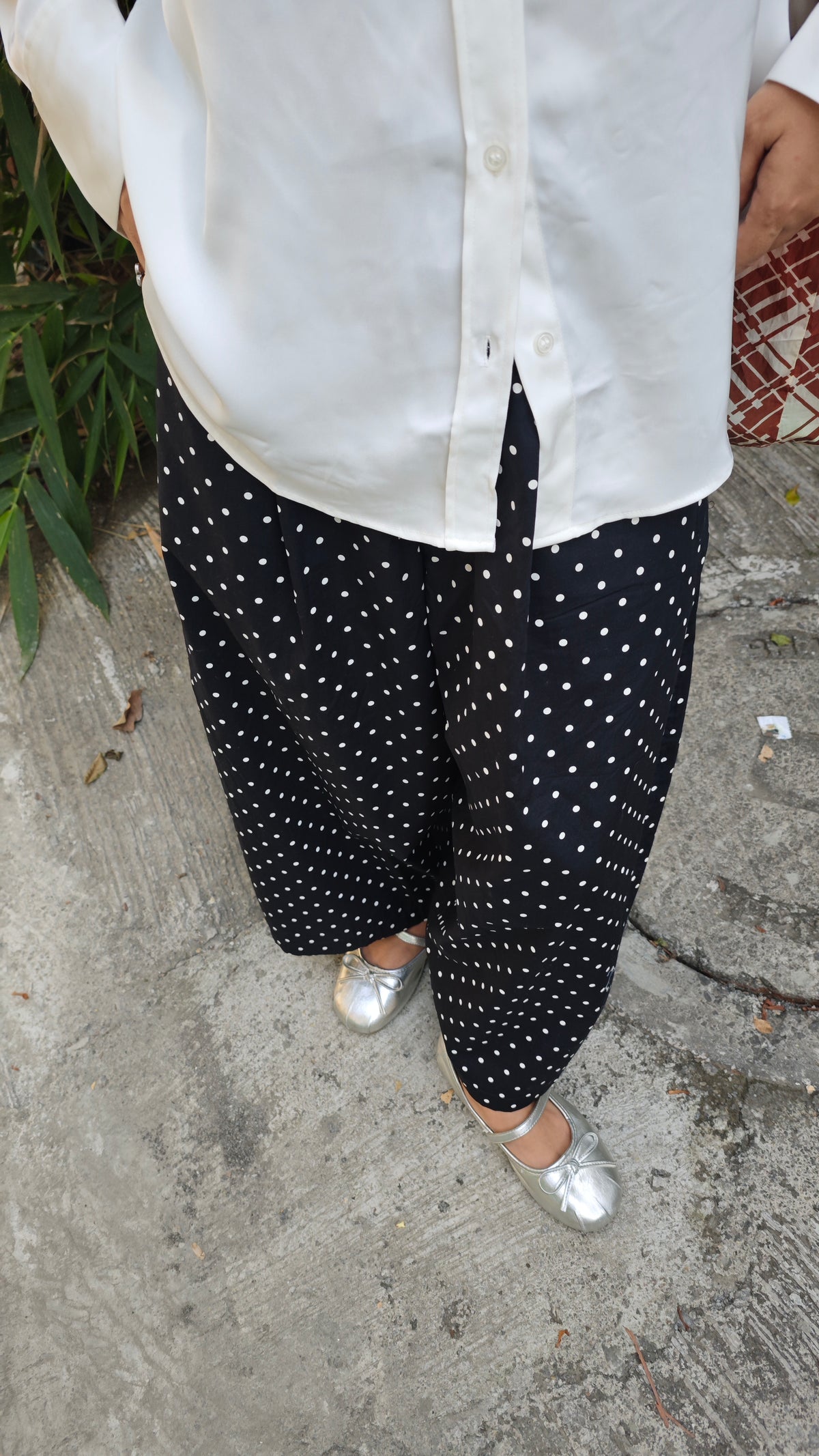 Really Wide Pants Cropped 'Black Polka'