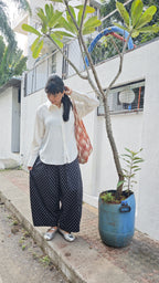 Really Wide Pants Cropped 'Black Polka'