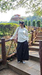 Really Wide Pants Cropped 'Black Polka'