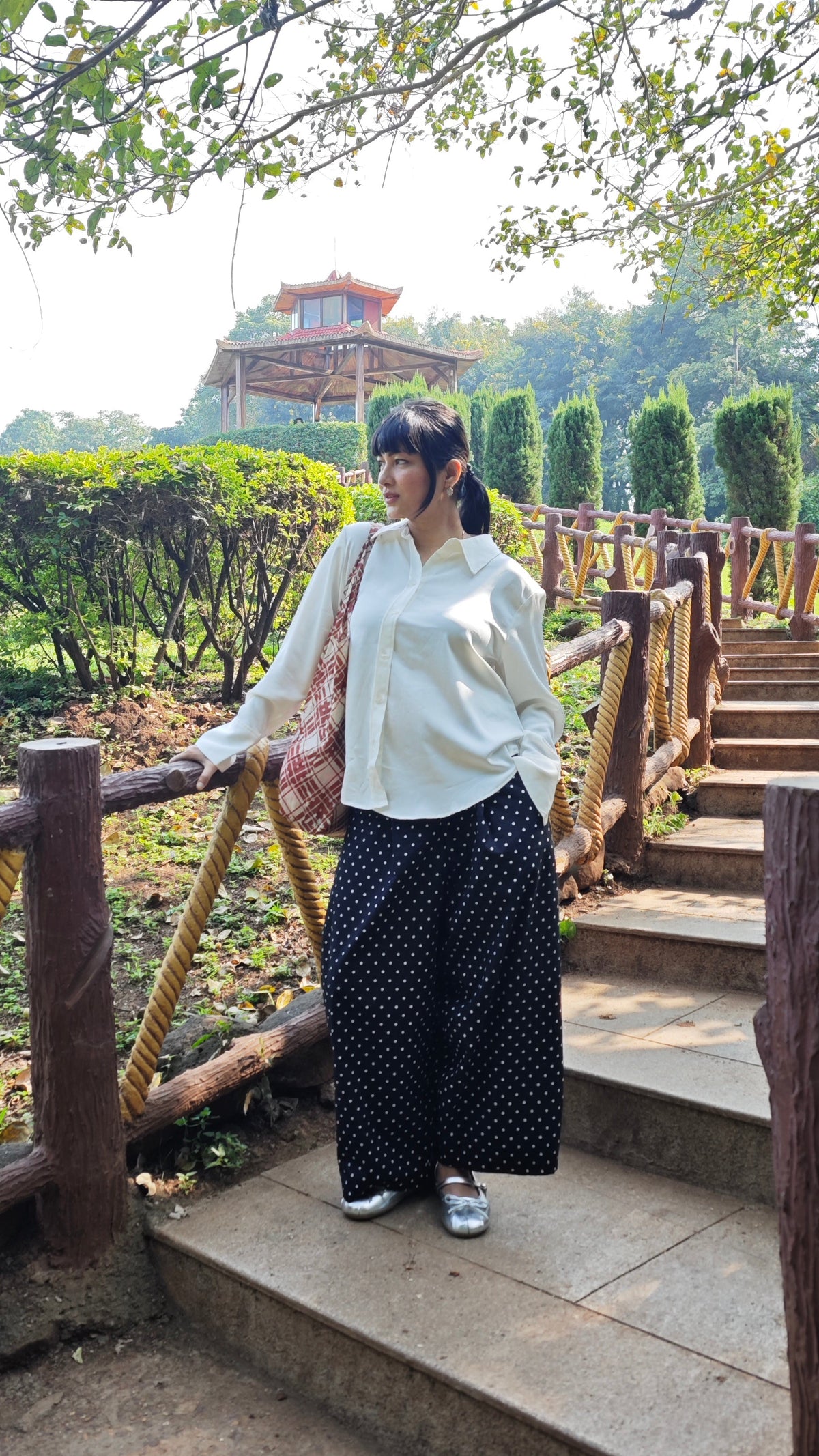 Really Wide Pants Cropped 'Black Polka'