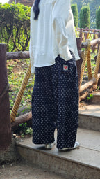 Really Wide Pants Cropped 'Black Polka'