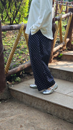 Really Wide Pants Cropped 'Black Polka'