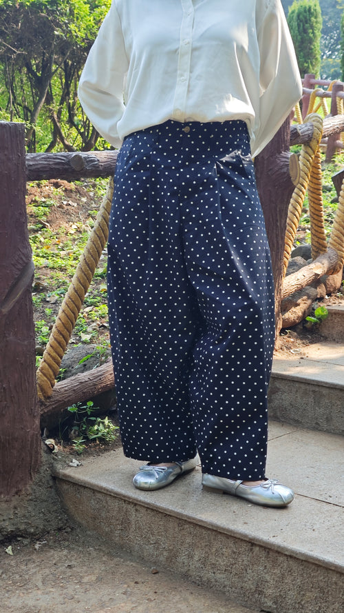 Really Wide Pants Cropped 'Black Polka'